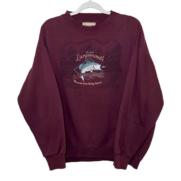 ClearWater Creek Other - VTG CLEARWATER CREEK Graphic Embroidered Fishing Large Mouth Sweatshirt